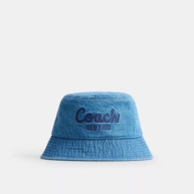 Coach Script bestickter Denim-Bucket-Hat