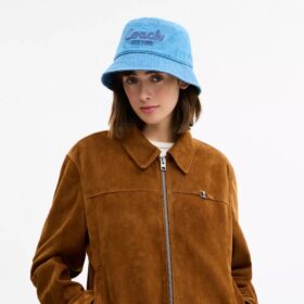 Coach Script bestickter Denim-Bucket-Hat