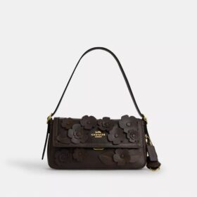 Etta Kleine Schultertasche mit Klappe und Blumenapplikation