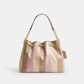 Evelyn-Schultertasche mit gestreiftem Patchwork