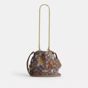 Faye Minitasche mit Kordelzug aus charakteristischem Jacquard mit Blumenstickerei