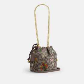 Faye Minitasche mit Kordelzug aus charakteristischem Jacquard mit Blumenstickerei