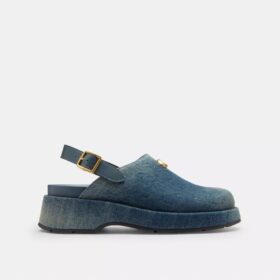 Geformte C-Plateau-Clogs aus «Loved Denim»