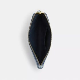 Grosse Handgelenktasche mit Reissverschluss an der Ecke in Loved Denim