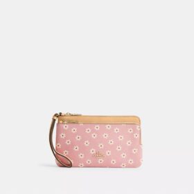 Handgelenktasche mit doppeltem Reissverschluss und Blumenprint