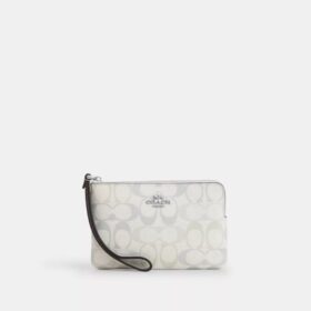 Handgelenktasche mit Reissverschluss an der Ecke aus Signature Canvas
