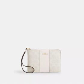 Handgelenktasche mit Reissverschluss an der Ecke aus Signature Canvas mit Streifen