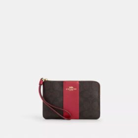 Handgelenktasche mit Reissverschluss an der Ecke aus Signature Canvas mit Streifen