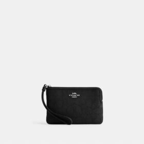 Handgelenktasche mit Reissverschluss an der Ecke aus Signature-Jacquard