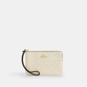 Handgelenktasche mit Reissverschluss an der Ecke aus Signature-Leder