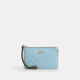 Handgelenktasche mit Reissverschluss an der Ecke aus Signature-Leder
