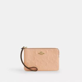 Handgelenktasche mit Reissverschluss an der Ecke aus Signature-Leder