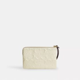 Handgelenktasche mit Reissverschluss an der Ecke aus Signature-Leder