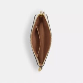 Handgelenktasche mit Reissverschluss an der Ecke aus Signature-Leder mit Herz-Anhänger