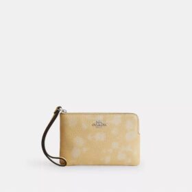 Handgelenktasche mit Reissverschluss an der Ecke und Blumenprint