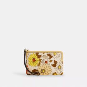 Handgelenktasche mit Reissverschluss an der Ecke und Blumenprint
