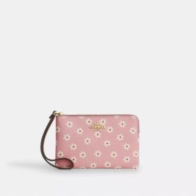 Handgelenktasche mit Reissverschluss an der Ecke und Blumenprint