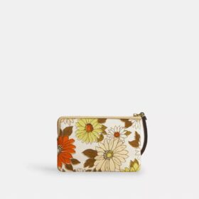 Handgelenktasche mit Reissverschluss an der Ecke und Blumenprint