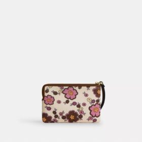 Handgelenktasche mit Reissverschluss an der Ecke und Blumenprint