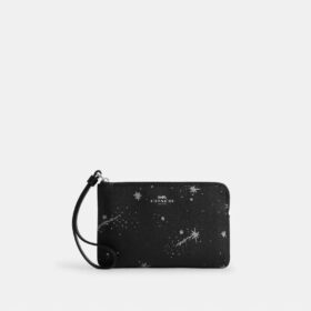 Handgelenktasche mit Reissverschluss an der Ecke und Sternenprint