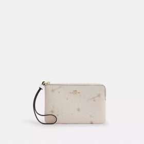 Handgelenktasche mit Reissverschluss an der Ecke und Sternenprint