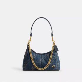Juliet-Schultertasche 25 aus regenerativem Baumwoll-Denim mit Steppung
