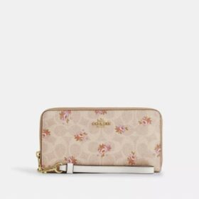 Lange Rundum-Geldbörse mit Reissverschluss aus Signature Canvas mit Blumenprint