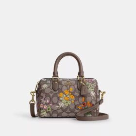 Mini Rowan Umhängetasche aus charakteristischem Jacquard mit Blumenstickerei