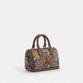 Mini Rowan Umhängetasche aus charakteristischem Jacquard mit Blumenstickerei