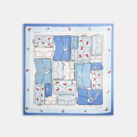 Quadratischer Seidenschal mit Tabby-Kirsch-Print