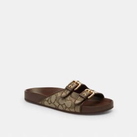 Sandalen mit zwei Riemen und Schnalle aus unserem charakteristischen Jacquard