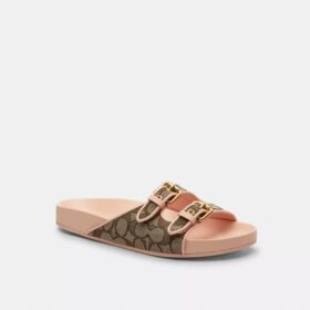 Sandalen mit zwei Riemen und Schnalle aus unserem charakteristischen Jacquard