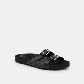 Sandalen mit zwei Riemen und Schnalle aus unserem charakteristischen Jacquard