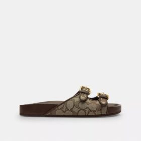 Sandalen mit zwei Riemen und Schnalle aus unserem charakteristischen Jacquard