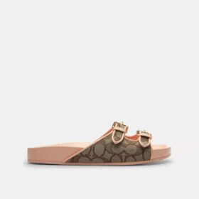 Sandalen mit zwei Riemen und Schnalle aus unserem charakteristischen Jacquard